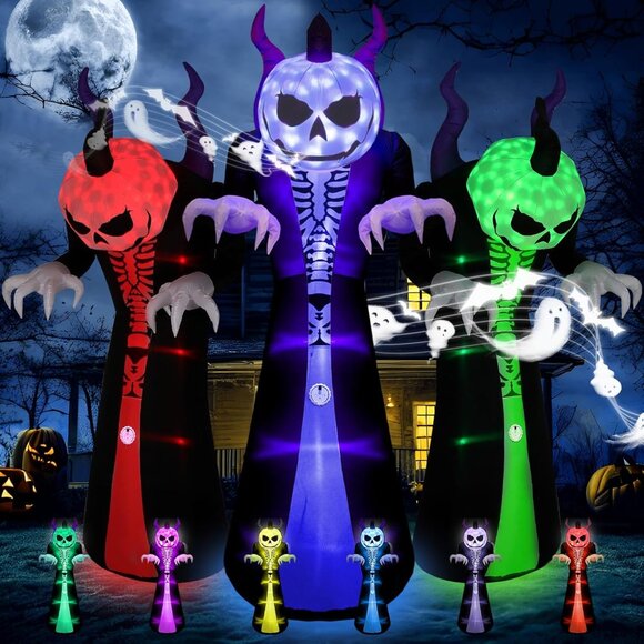 10FT Grim Reaper Ghost Halloween Blow Up Inflatable Decorations with LED Light - Picture 1 of 9